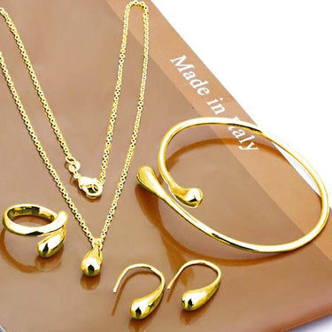 Curved Necklace Bracelet Ring Set